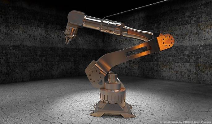 Un robot industriale. Alcune aziende hanno segnalato attacchi informatici durante le visite e perizie Industria 4.0 di alcuni ingegneri che partecipano al progetto Societa' 5.0. La cyber-security e' una necessita'